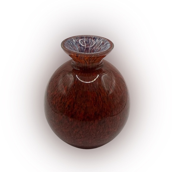 Other - Vintage Splatter Vase Cased Blown Glass Round Globe Swirl 5” Decor MCM